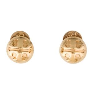 Tory Burch Gold Dome Logo Earrings - 100% Authentic